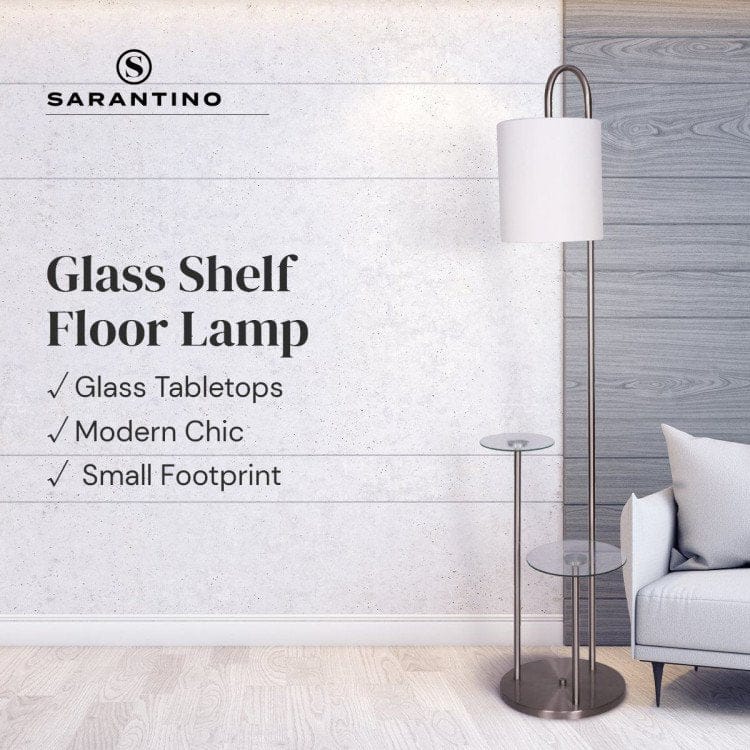 Sarantino Lamp SARANTINO METAL FLOOR LAMP WITH GLASS SHELVES