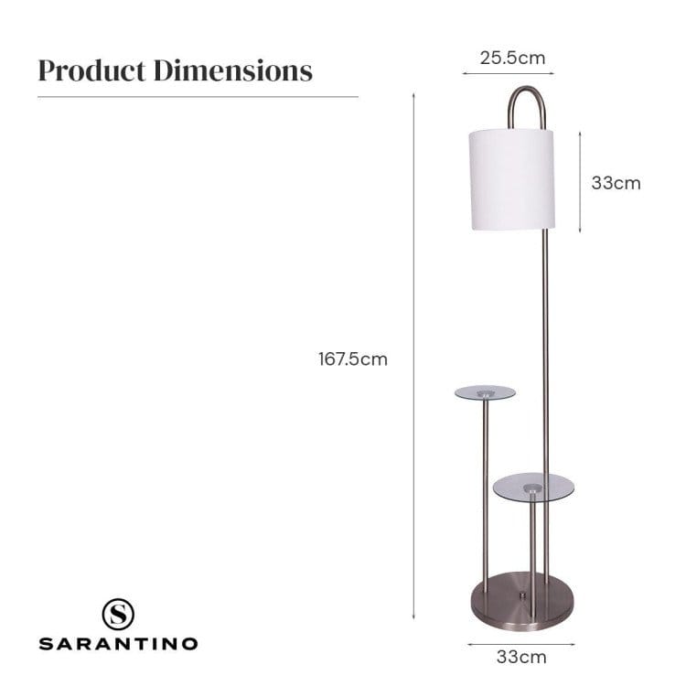 Sarantino Lamp SARANTINO METAL FLOOR LAMP WITH GLASS SHELVES