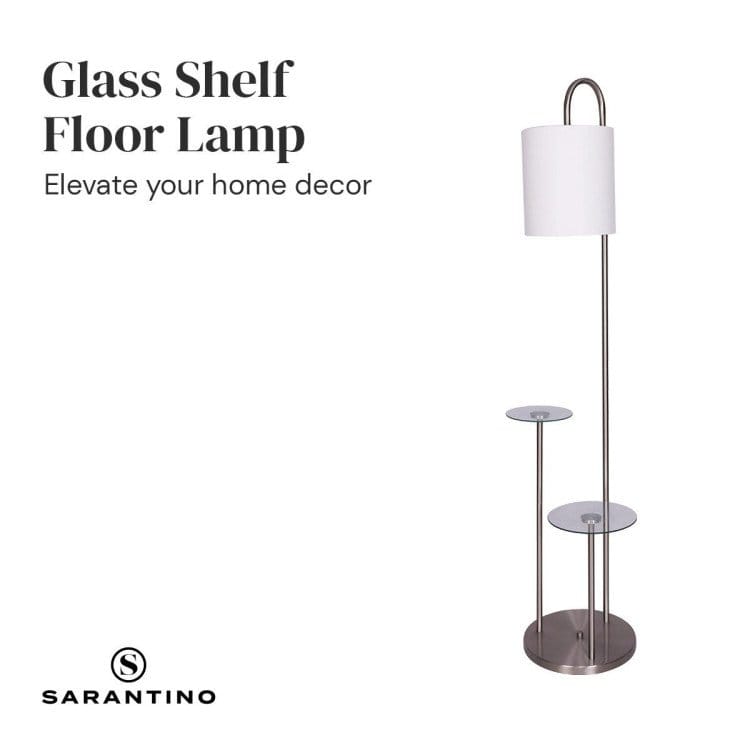 Sarantino Lamp SARANTINO METAL FLOOR LAMP WITH GLASS SHELVES