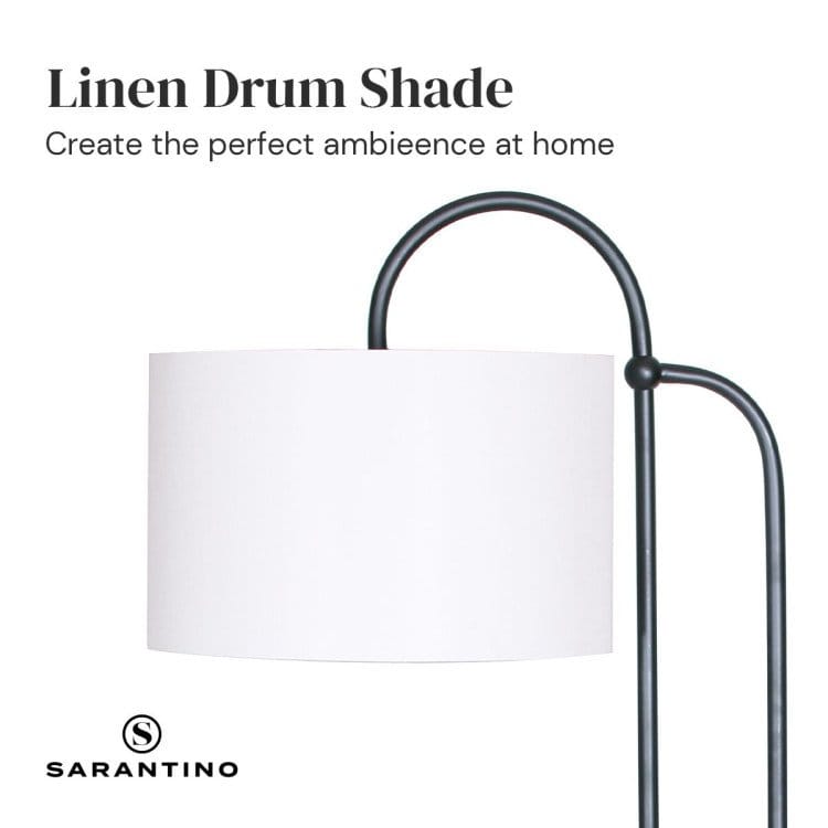 Sarantino Lamp SARANTINO METAL FLOOR LAMP WITH MARBLE BASE & OFF-WHITE SHADE