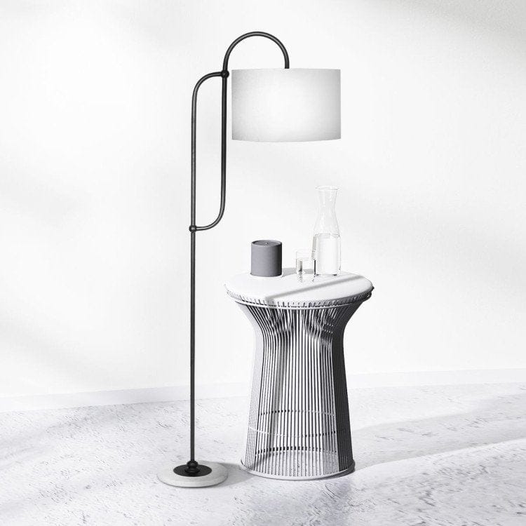 Sarantino Lamp SARANTINO METAL FLOOR LAMP WITH MARBLE BASE & OFF-WHITE SHADE