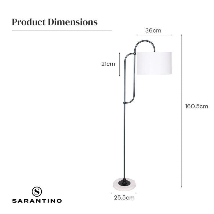 Sarantino Lamp SARANTINO METAL FLOOR LAMP WITH MARBLE BASE & OFF-WHITE SHADE