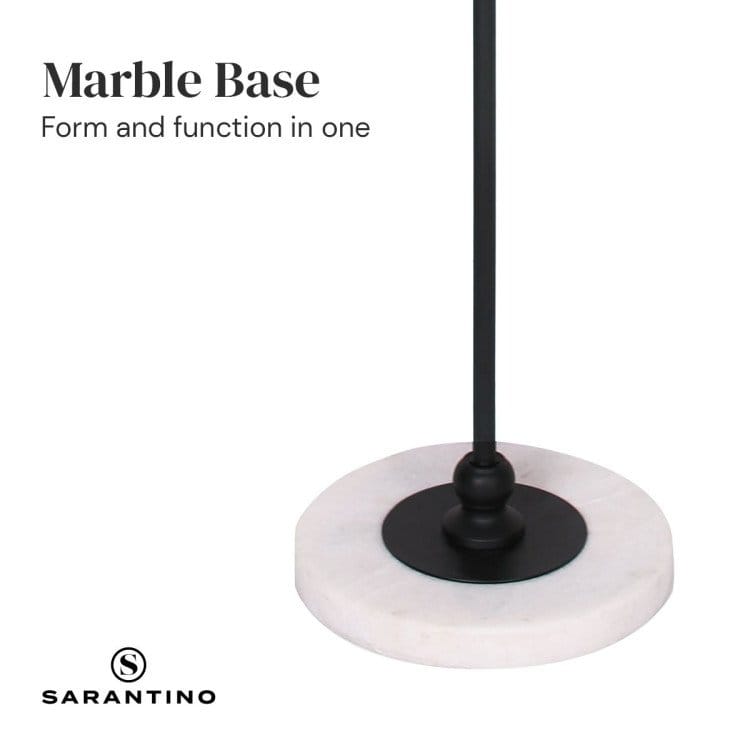 Sarantino Lamp SARANTINO METAL FLOOR LAMP WITH MARBLE BASE & OFF-WHITE SHADE