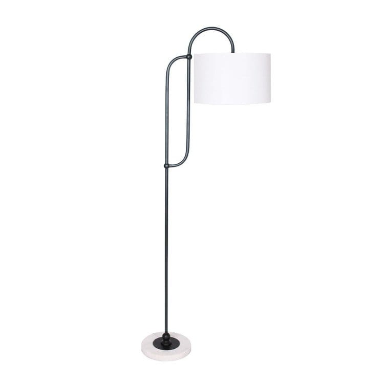 Sarantino Lamp SARANTINO METAL FLOOR LAMP WITH MARBLE BASE & OFF-WHITE SHADE