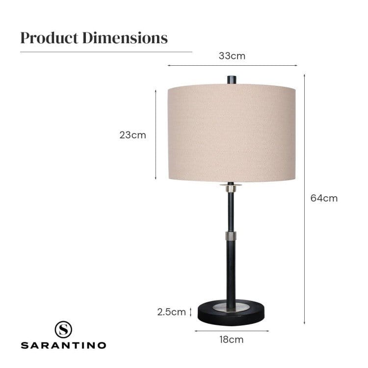 Sarantino Lamp SARANTINO METAL TABLE LAMP WITH LINEN DRUM SHADE