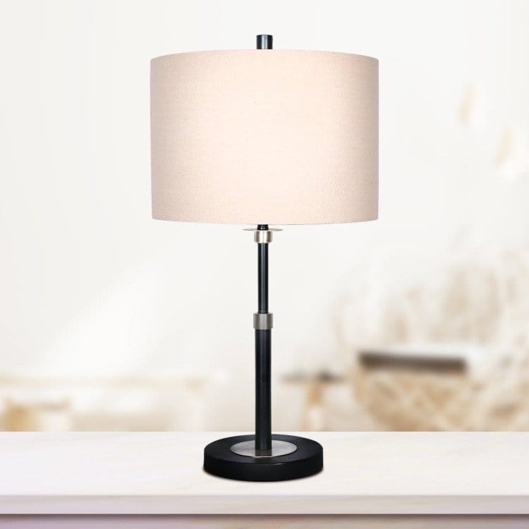 Sarantino Lamp SARANTINO METAL TABLE LAMP WITH LINEN DRUM SHADE