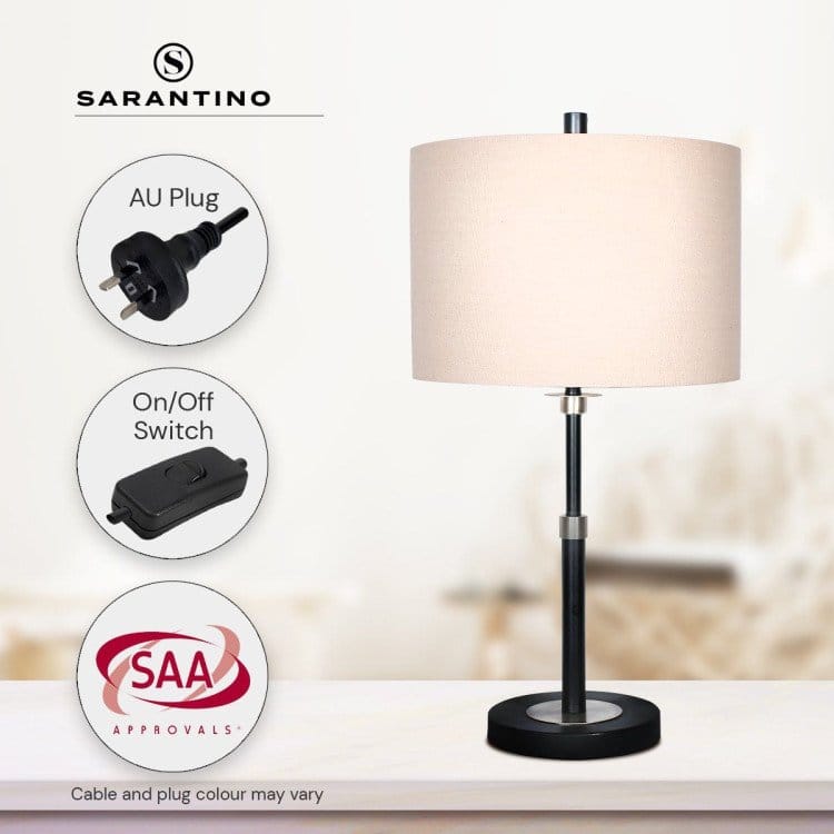 Sarantino Lamp SARANTINO METAL TABLE LAMP WITH LINEN DRUM SHADE