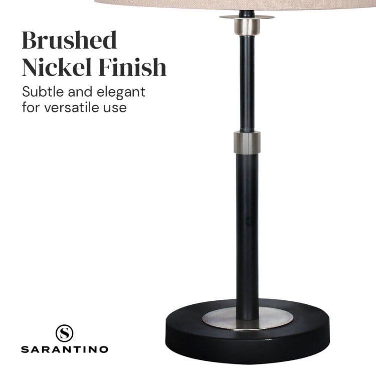 Sarantino Lamp SARANTINO METAL TABLE LAMP WITH LINEN DRUM SHADE