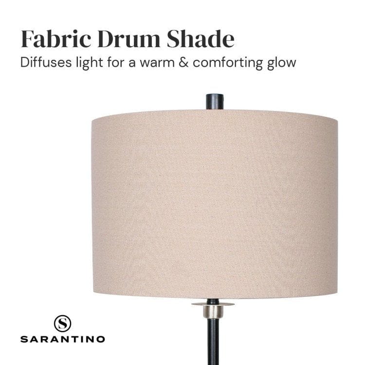 Sarantino Lamp SARANTINO METAL TABLE LAMP WITH LINEN DRUM SHADE