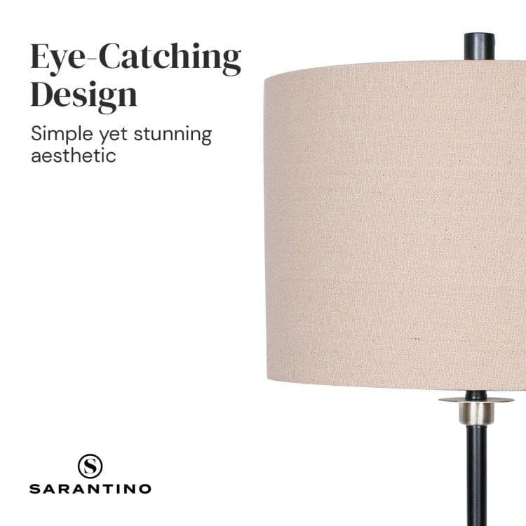Sarantino Lamp SARANTINO METAL TABLE LAMP WITH LINEN DRUM SHADE