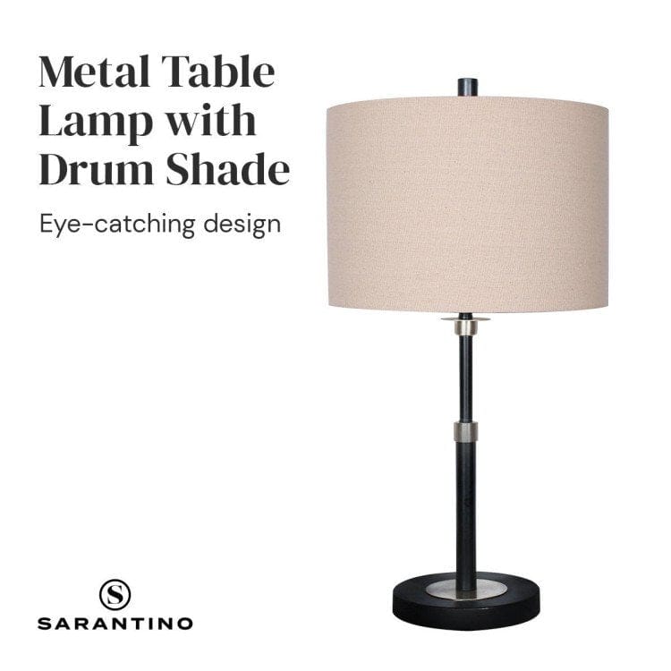 Sarantino Lamp SARANTINO METAL TABLE LAMP WITH LINEN DRUM SHADE