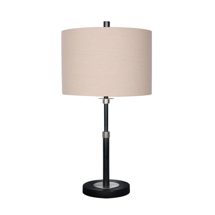Sarantino Lamp SARANTINO METAL TABLE LAMP WITH LINEN DRUM SHADE