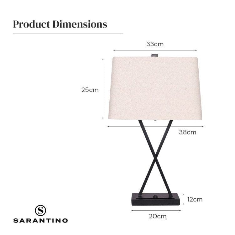 Sarantino Lamp SARANTINO METAL TABLE LAMP WITH X STAND
