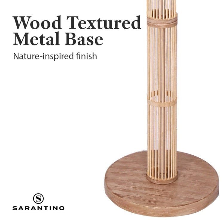 Sarantino Lamp SARANTINO RATTAN FLOOR LAMP WITH OFF-WHITE LINEN SHADE