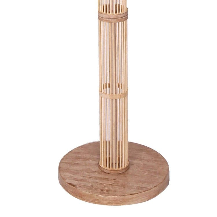 Sarantino Lamp SARANTINO RATTAN FLOOR LAMP WITH OFF-WHITE LINEN SHADE