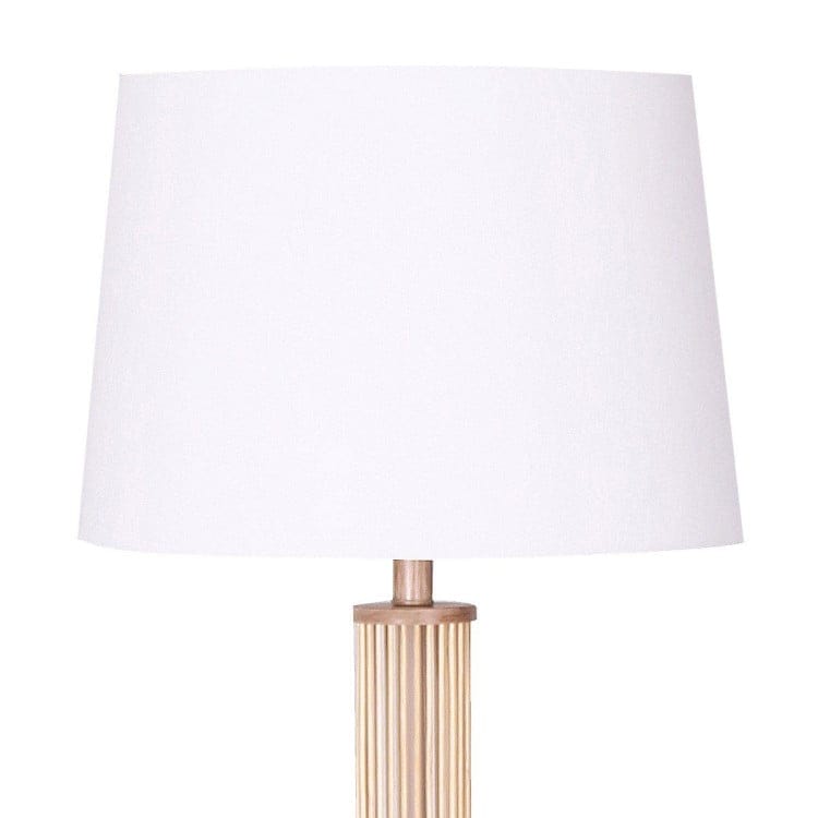 Sarantino Lamp SARANTINO RATTAN FLOOR LAMP WITH OFF-WHITE LINEN SHADE