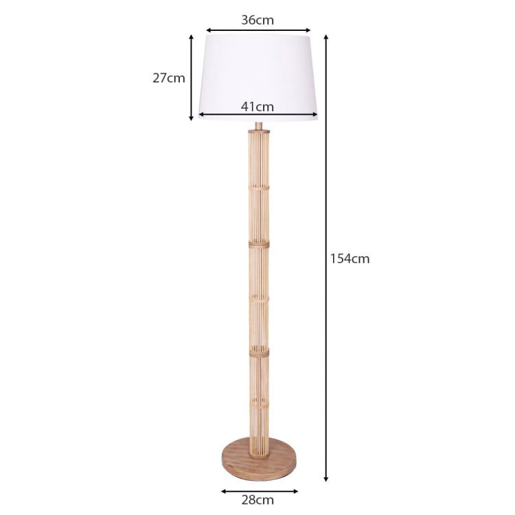 Sarantino Lamp SARANTINO RATTAN FLOOR LAMP WITH OFF-WHITE LINEN SHADE