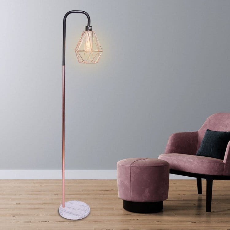 Sarantino Lamp SARANTINO ROSE GOLD FLOOR LAMP WITH GEOMETRIC SHADE