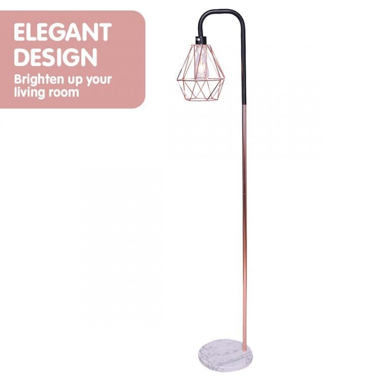 Sarantino Lamp SARANTINO ROSE GOLD FLOOR LAMP WITH GEOMETRIC SHADE