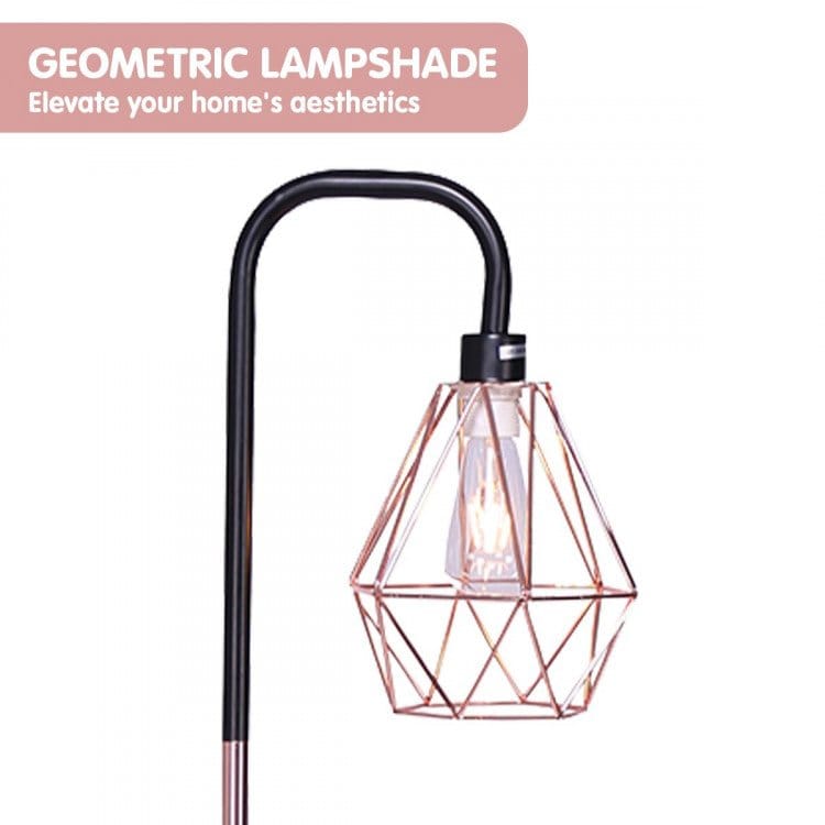 Sarantino Lamp SARANTINO ROSE GOLD FLOOR LAMP WITH GEOMETRIC SHADE