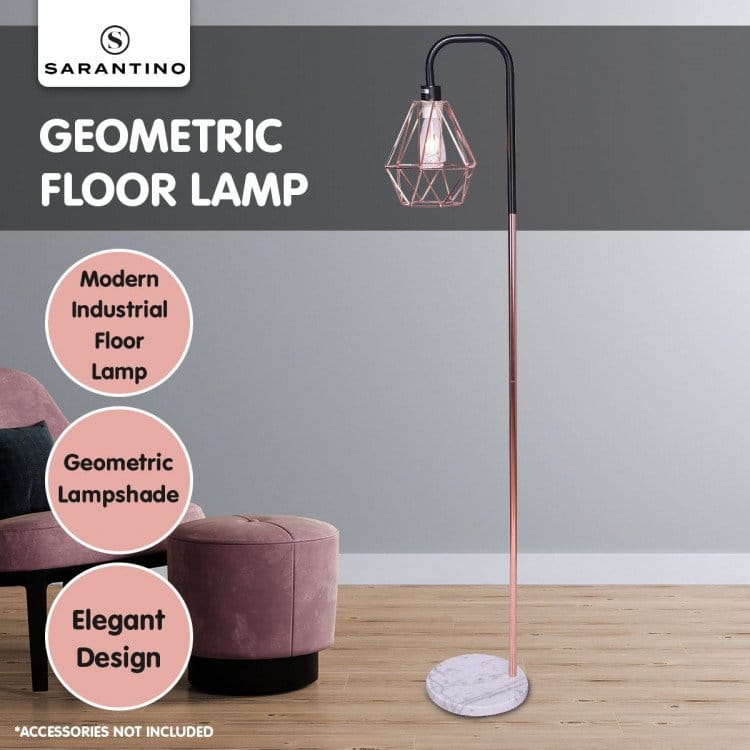 Sarantino Lamp SARANTINO ROSE GOLD FLOOR LAMP WITH GEOMETRIC SHADE