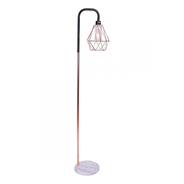Sarantino Lamp SARANTINO ROSE GOLD FLOOR LAMP WITH GEOMETRIC SHADE