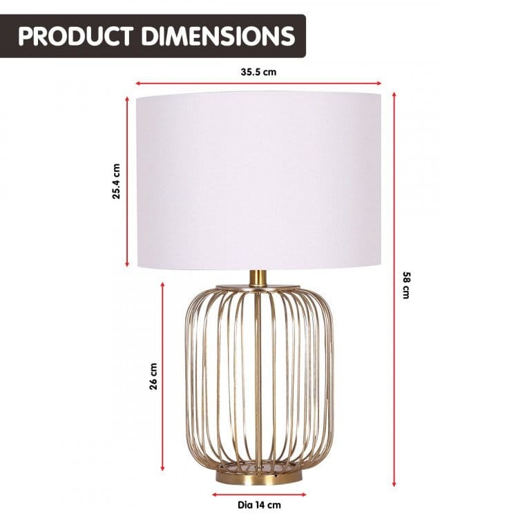 Sarantino Lamp SARANTINO ROSE GOLD TABLE LAMP WITH LINEN DRUM SHADE