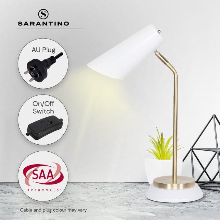 Sarantino Lamp SARANTINO WHITE/BRASS TABLE LAMP