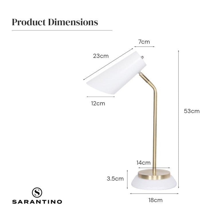 Sarantino Lamp SARANTINO WHITE/BRASS TABLE LAMP