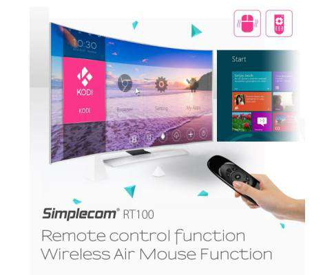 Simplecom TV Accessories RT100 Rechargeable 2.4G Wireless Remote Air Mouse with Keyboard for PC Android TV Box Media Player