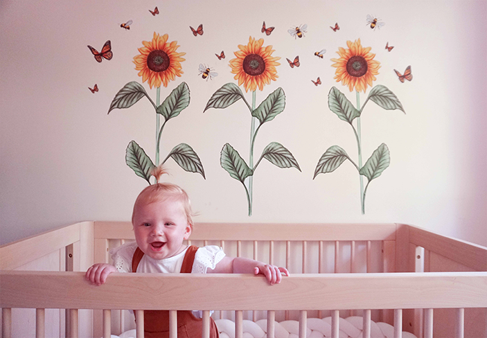 Sunflower Decal Polka Art Prints