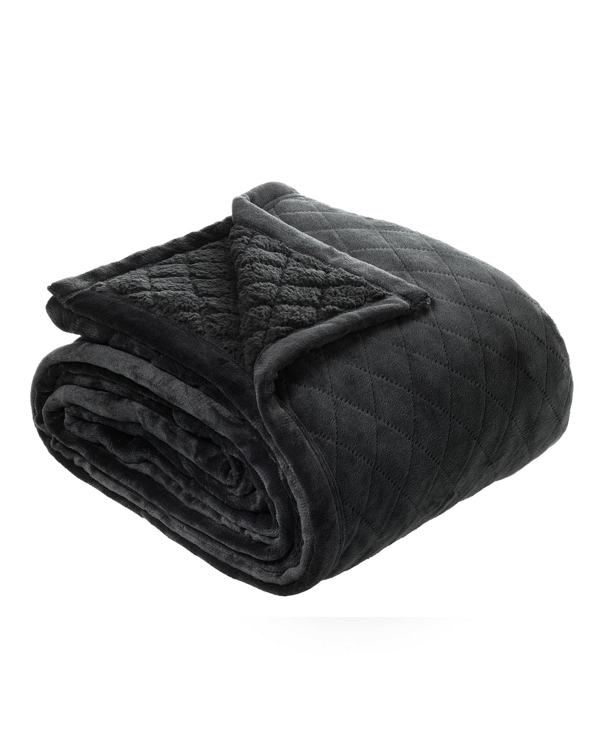 Bianca MANSFIELD ULTRA SOFT VELVET BLANKET 480GSM  Charcoal Bianca Bedding