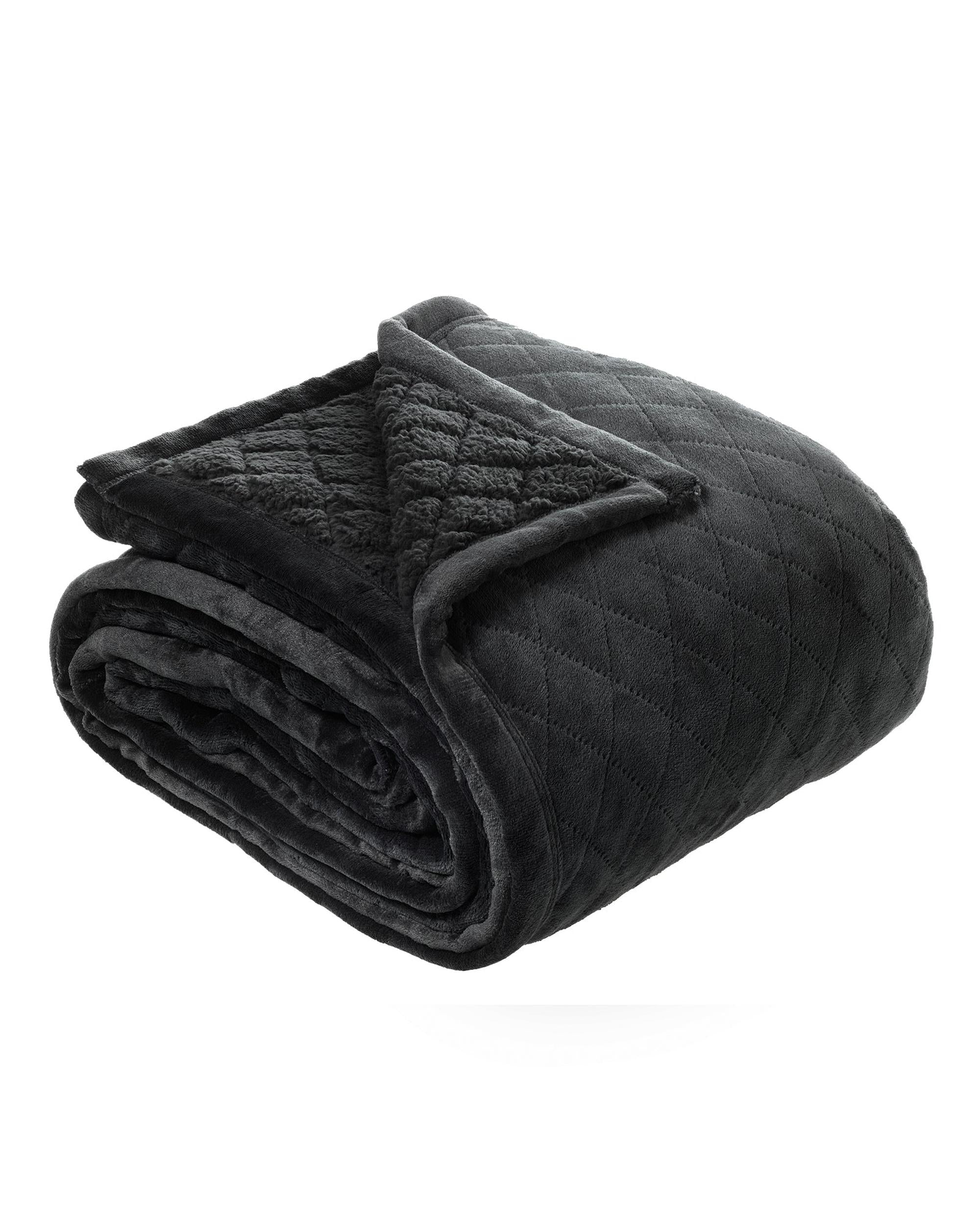 Bianca MANSFIELD ULTRA SOFT VELVET BLANKET 480GSM  Charcoal Bianca Bedding