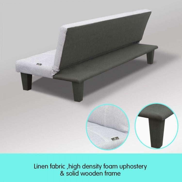 2 SEATER MODULAR LINEN FABRIC SOFA BED COUCH - GREY Sarantino