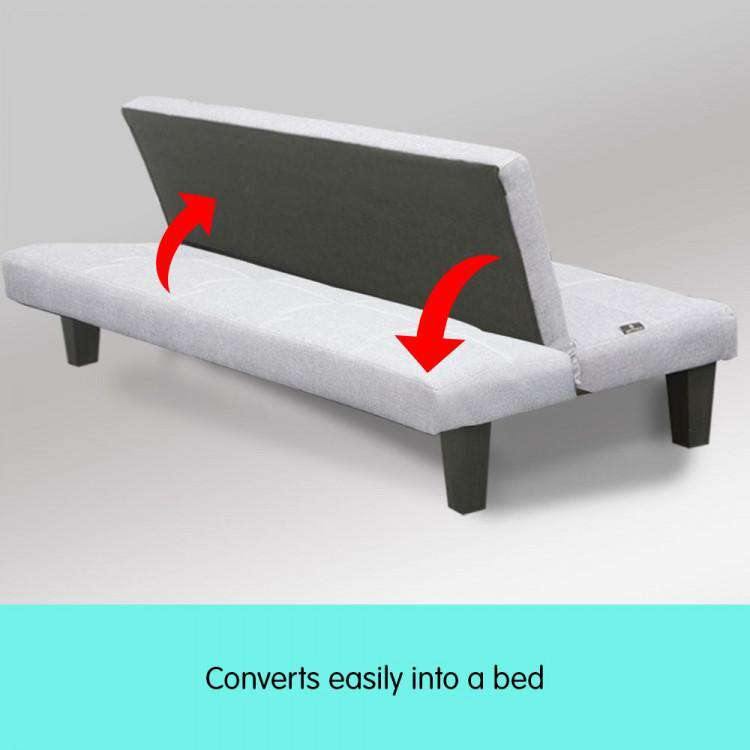 2 SEATER MODULAR LINEN FABRIC SOFA BED COUCH - GREY Sarantino