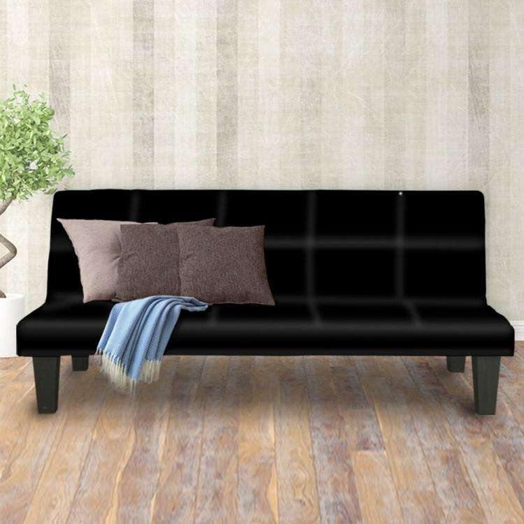 2 SEATER MODULAR LINEN FABRIC SOFA BED COUCH - BLACK Sarantino