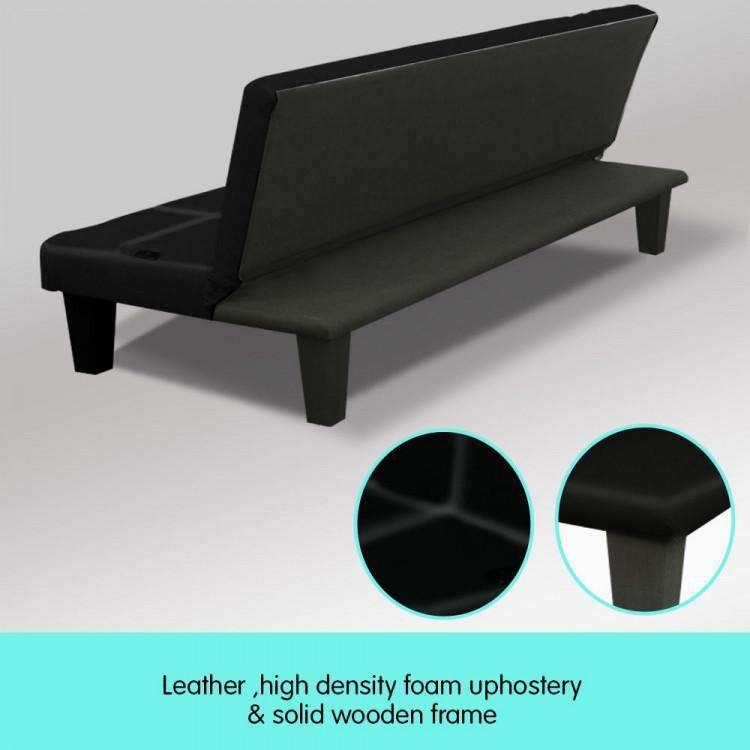 2 SEATER MODULAR LINEN FABRIC SOFA BED COUCH - BLACK Sarantino