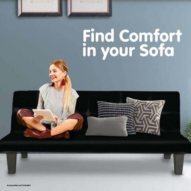 2 SEATER MODULAR LINEN FABRIC SOFA BED COUCH - BLACK Sarantino