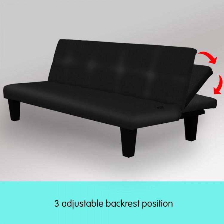 2 SEATER MODULAR LINEN FABRIC SOFA BED COUCH - BLACK Sarantino