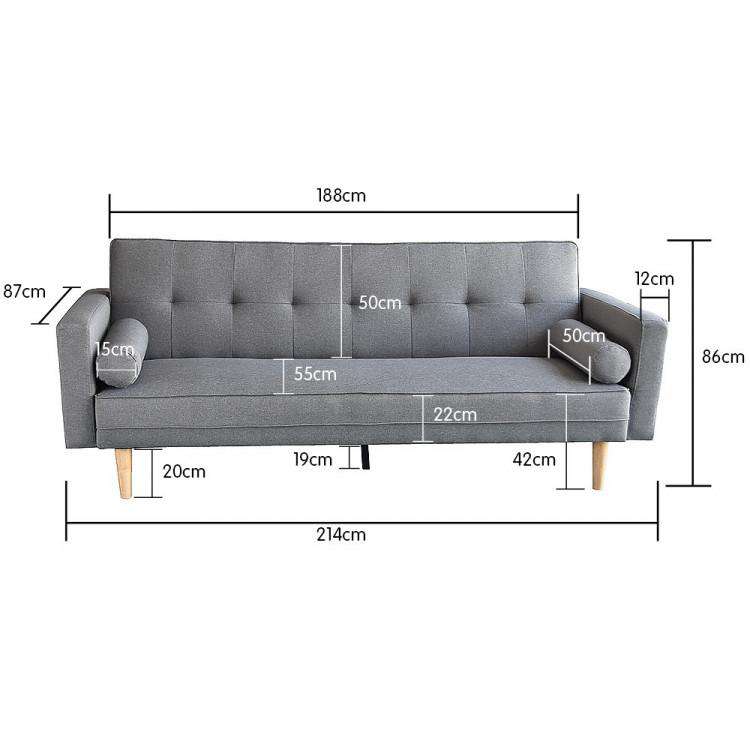 Madison Three Seater Sofa With Pillows - Light Grey Big Bedding Australia