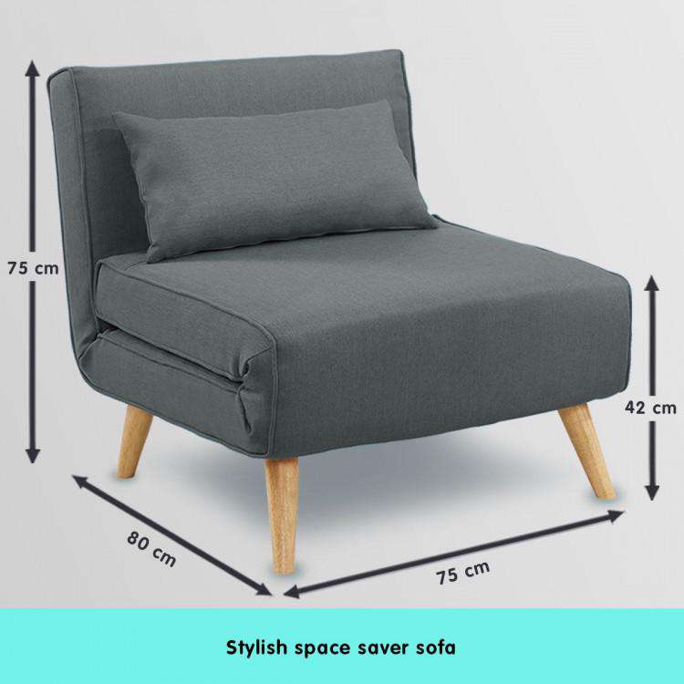ADJUSTABLE CORNER SOFA SINGLE SEATER LOUNGE LINEN BED SEAT - DARK GREY Big Bedding Australia