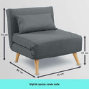 ADJUSTABLE CORNER SOFA SINGLE SEATER LOUNGE LINEN BED SEAT - DARK GREY Big Bedding Australia