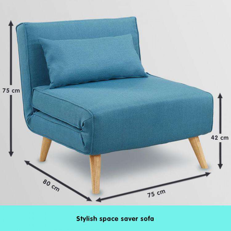 ADJUSTABLE CORNER SOFA SINGLE SEATER LOUNGE LINEN BED SEAT - BLUE Big Bedding Australia
