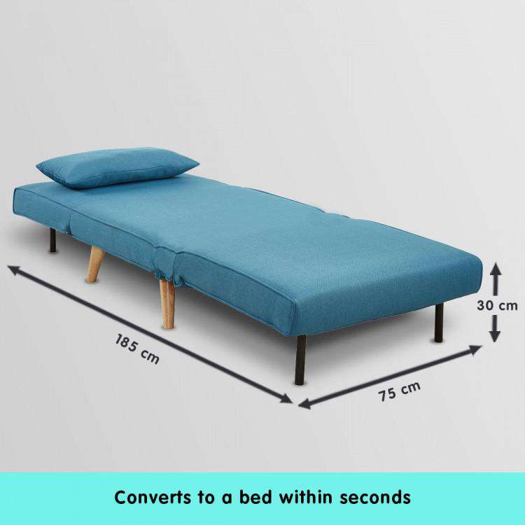 ADJUSTABLE CORNER SOFA SINGLE SEATER LOUNGE LINEN BED SEAT - BLUE Big Bedding Australia