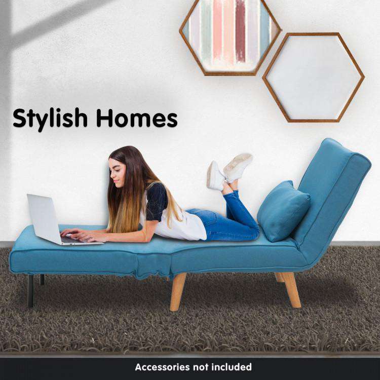 ADJUSTABLE CORNER SOFA SINGLE SEATER LOUNGE LINEN BED SEAT - BLUE Big Bedding Australia