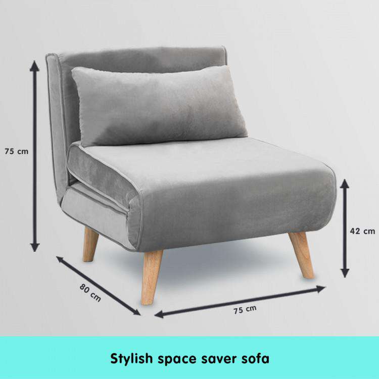 ADJUSTABLE CORNER SOFA SINGLE SEATER LOUNGE LINEN BED SEAT - LIGHT GREY Big Bedding Australia