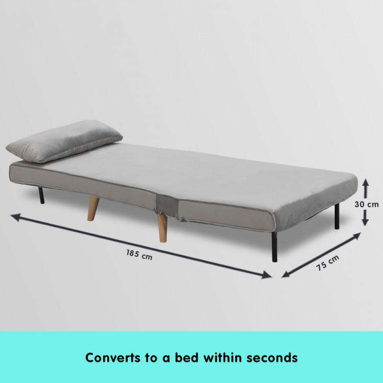 ADJUSTABLE CORNER SOFA SINGLE SEATER LOUNGE LINEN BED SEAT - LIGHT GREY Big Bedding Australia