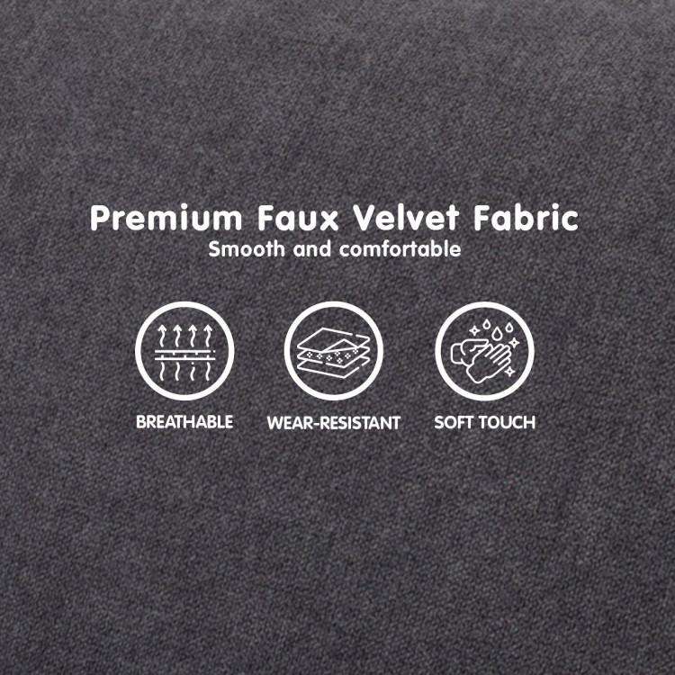 SARANTINO FAUX VELVET SOFA BED COUCH LOUNGE CHAISE CUSHIONS DARK GREY Sarantino