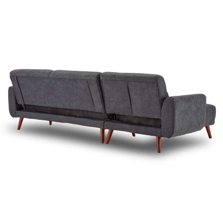SARANTINO FAUX VELVET SOFA BED COUCH LOUNGE CHAISE CUSHIONS DARK GREY Sarantino
