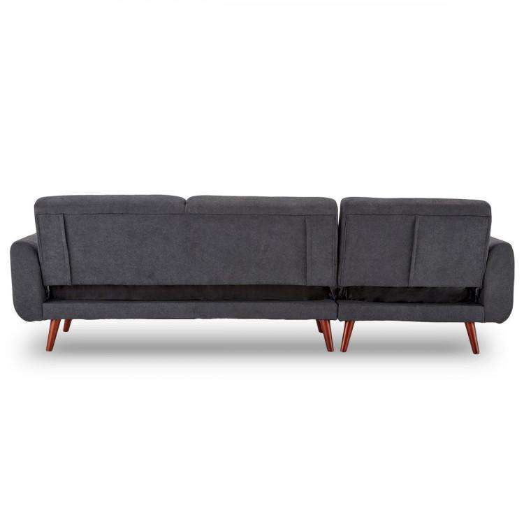 SARANTINO FAUX VELVET SOFA BED COUCH LOUNGE CHAISE CUSHIONS DARK GREY Sarantino